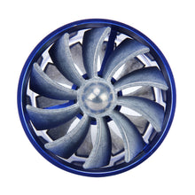 Load image into Gallery viewer, F1-Z Car Stainless Universal Supercharger Dual Double Turbine Air Intake Fuel Saver Turbo Turboing Charger Fan Set kit, Double Side(Blue), Double Side(Black), Double Side(Red), Double Side(Silver)