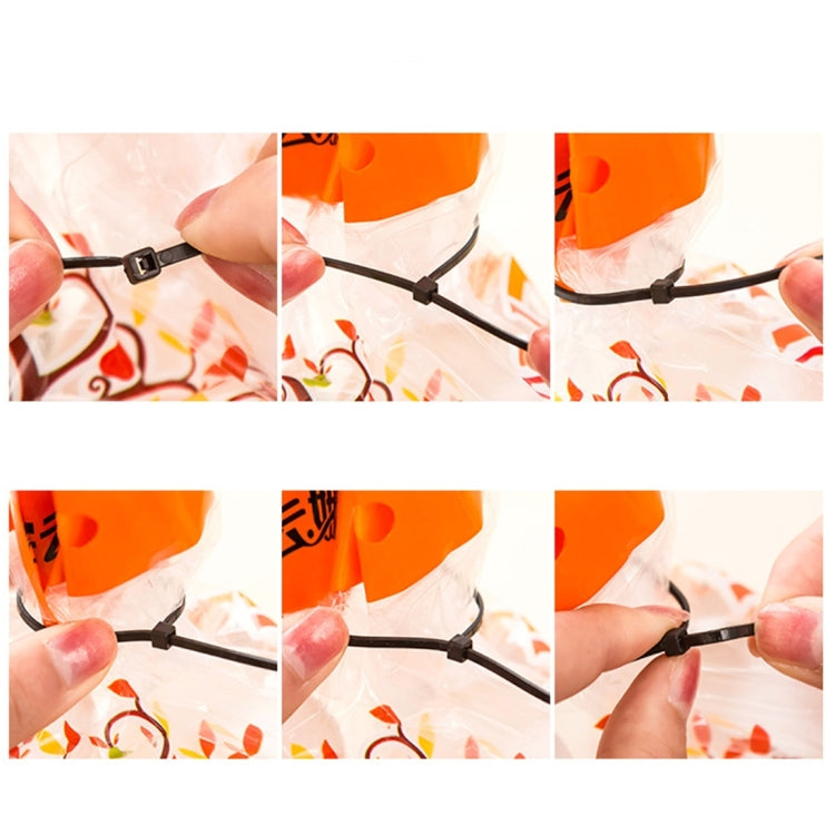100pcs /Pack 8mm*200mm Nylon Cable Ties, 8mm*200mm Black