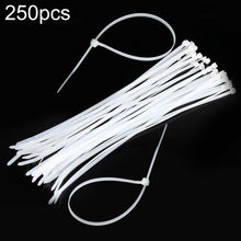 Load image into Gallery viewer, 250pcs /Pack 5mm*300mm Nylon Cable Ties, 5mm*300mm Black, 5mm*300mm White