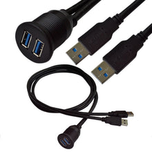 Load image into Gallery viewer, 1m Flush Mount USB 3.0 Dock Car Ship Motorcycle Dashboard Panel Male to Female Data Waterproof Extension Cord, For Cable Length: 1m
