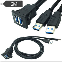 Load image into Gallery viewer, 2m ABS Shell Flush Mount USB 3.0 Dock Car Ship Motorcycle Dashboard Panel Male to Female Data Waterproof Extension Cord, For Cable Length: 2m