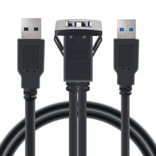 Load image into Gallery viewer, 2m ABS Shell Flush Mount USB 3.0 Dock Car Ship Motorcycle Dashboard Panel Male to Female Data Waterproof Extension Cord, For Cable Length: 2m
