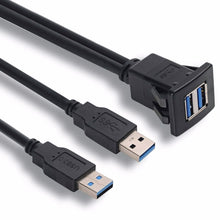 Load image into Gallery viewer, 2m ABS Shell Flush Mount USB 3.0 Dock Car Ship Motorcycle Dashboard Panel Male to Female Data Waterproof Extension Cord, For Cable Length: 2m
