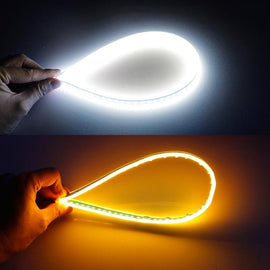 2 PCS 30cm DC12V 4.2W Ultra-thin Car Auto Double Colors Turn Lights / Running Lights, with LED SMD-2835 Lamp Beads (Turn Lights: Yellow Light; Running Lights: White Light), Turn Lights: Yellow Light; Running Lights: White Light