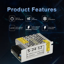 Load image into Gallery viewer, S-24W-12 24W AC 220V to DC 12V 2A Car Regulated Switching Power Supply, S-24W-12