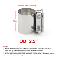 Load image into Gallery viewer, 2.5 inch 63mm Car Turbo Exhaust Downpipe Stainless Steel Lap Joint Band Clamp, 2.5 inch