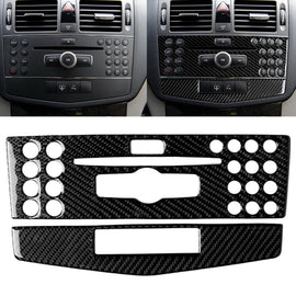 Car Carbon Fiber Center Console Panel Decorative Sticker for Mercedes-Benz W204 C Class 2007-2010, Center Console (C)