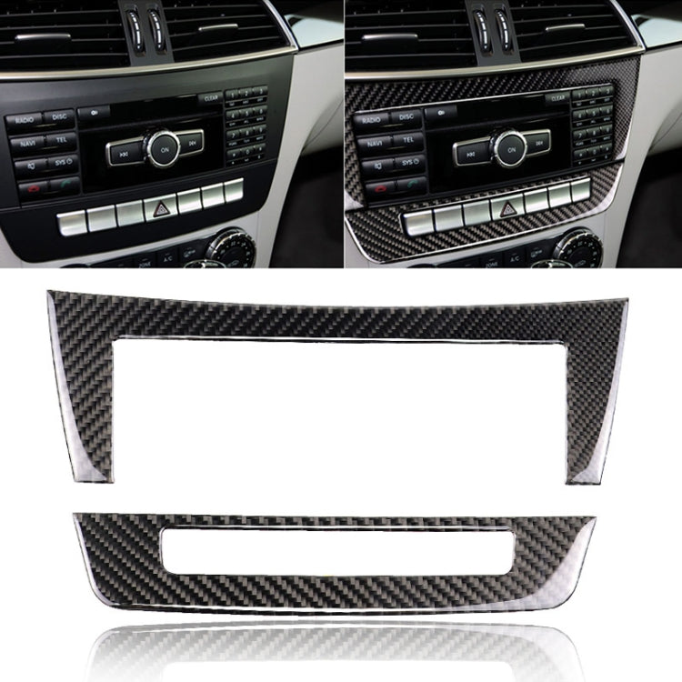Car Carbon Fiber Central Control CD Panel Decorative Sticker for Mercedes-Benz W204 2011-2013 7-buttons, Central Control CD Panel