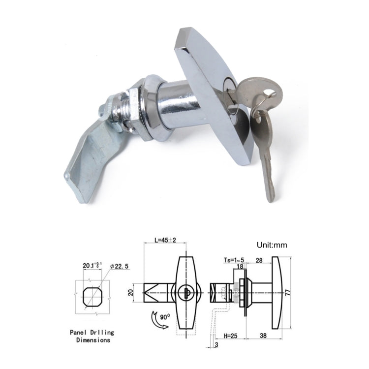 2 PCS Silver T Shape Handle Paddle Entry Door Latch & Keys Tool Box Lock for Trailer / Yacht / Truck, 2 PCS Silver T Shape Handle