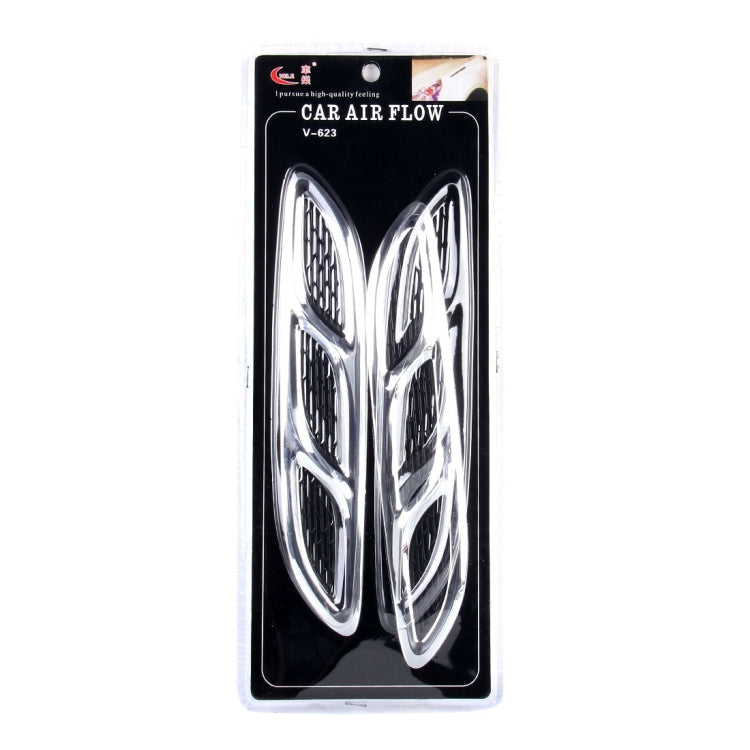 2PCS V-623 JDM Style Plastic Decorative Air Flow Intake Turbo Bonnet Hood Side Vent Cover With Self-adhesive Stick, V-623