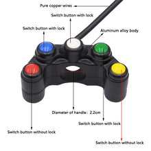 Load image into Gallery viewer, Motorcycle Headlight Auxiliary Light Horn Switches Aluminum Alloy Five-position Faucet Switches with Light, Aluminum Alloy Five-position