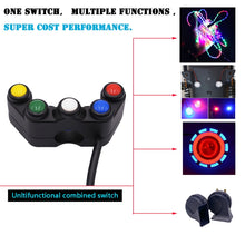 Load image into Gallery viewer, Motorcycle Headlight Auxiliary Light Horn Switches Aluminum Alloy Five-position Faucet Switches with Light, Aluminum Alloy Five-position