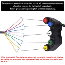 Load image into Gallery viewer, Motorcycle Headlight Auxiliary Light Horn Switches Aluminum Alloy Five-position Faucet Switches with Light, Aluminum Alloy Five-position