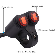 Load image into Gallery viewer, Motorcycle Headlight Auxiliary Light Waterproof Aluminum Alloy Double Flash Switches with Indicator Light, Double Flash