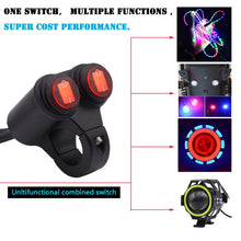 Load image into Gallery viewer, Motorcycle Headlight Auxiliary Light Waterproof Aluminum Alloy Double Flash Switches with Indicator Light, Double Flash