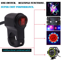 Load image into Gallery viewer, Motorcycle Headlight Auxiliary Light Waterproof Aluminum Alloy Single Flash Switches with Indicator Light, Single Flash