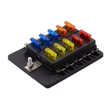 Load image into Gallery viewer, 1 in 10 Out Fuse Box PC Terminal Block Fuse Holder Kits with LED Warning Indicator for Auto Car Truck Boat, 1 in 10 Out (PC Terminal Block)