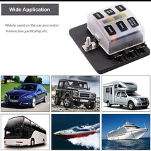 Load image into Gallery viewer, 1 in 6 Out Fuse Box PC Terminal Block Fuse Holder Kits with LED Warning Indicator for Auto Car Truck Boat, 1 in 6 Out (PC Terminal Block)