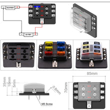 Load image into Gallery viewer, 1 in 6 Out Fuse Box PC Terminal Block Fuse Holder Kits with LED Warning Indicator for Auto Car Truck Boat, 1 in 6 Out (PC Terminal Block)