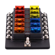 Load image into Gallery viewer, 1 in 12 Out Fuse Box Screw Terminal Section Fuse Holder Kits with LED Warning Indicator for Auto Car Truck Boat, 1 in 12 Out (Screw Terminal Section)