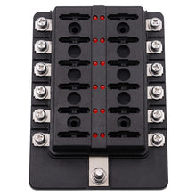 Load image into Gallery viewer, 1 in 12 Out Fuse Box Screw Terminal Section Fuse Holder Kits with LED Warning Indicator for Auto Car Truck Boat, 1 in 12 Out (Screw Terminal Section)
