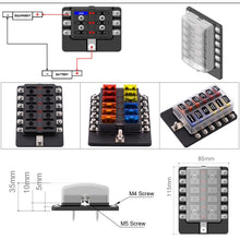 Load image into Gallery viewer, 1 in 12 Out Fuse Box Screw Terminal Section Fuse Holder Kits with LED Warning Indicator for Auto Car Truck Boat, 1 in 12 Out (Screw Terminal Section)
