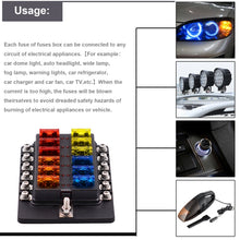 Load image into Gallery viewer, 1 in 12 Out Fuse Box Screw Terminal Section Fuse Holder Kits with LED Warning Indicator for Auto Car Truck Boat, 1 in 12 Out (Screw Terminal Section)