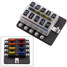 Load image into Gallery viewer, 1 in 10 Out Fuse Box Screw Terminal Section Fuse Holder Kits with LED Warning Indicator for Auto Car Truck Boat, 1 in 10 Out (Screw Terminal Section)