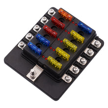 Load image into Gallery viewer, 1 in 10 Out Fuse Box Screw Terminal Section Fuse Holder Kits with LED Warning Indicator for Auto Car Truck Boat, 1 in 10 Out (Screw Terminal Section)