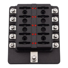 Load image into Gallery viewer, 1 in 10 Out Fuse Box Screw Terminal Section Fuse Holder Kits with LED Warning Indicator for Auto Car Truck Boat, 1 in 10 Out (Screw Terminal Section)