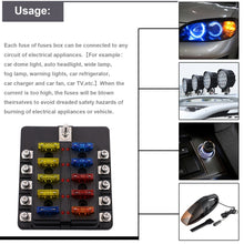 Load image into Gallery viewer, 1 in 10 Out Fuse Box Screw Terminal Section Fuse Holder Kits with LED Warning Indicator for Auto Car Truck Boat, 1 in 10 Out (Screw Terminal Section)
