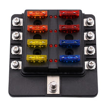 Load image into Gallery viewer, 1 in 8 Out Fuse Box Screw Terminal Section Fuse Holder Kits with LED Warning Indicator for Auto Car Truck Boat, 1 in 8 Out (Screw Terminal Section)