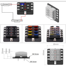Load image into Gallery viewer, 1 in 8 Out Fuse Box Screw Terminal Section Fuse Holder Kits with LED Warning Indicator for Auto Car Truck Boat, 1 in 8 Out (Screw Terminal Section)