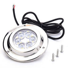 Load image into Gallery viewer, DC 10-30V 12W IP68 316 Stainless 6 LEDs White Light Underwater Light Boat High Power Bright for Marine / Yacht, 12W White Light