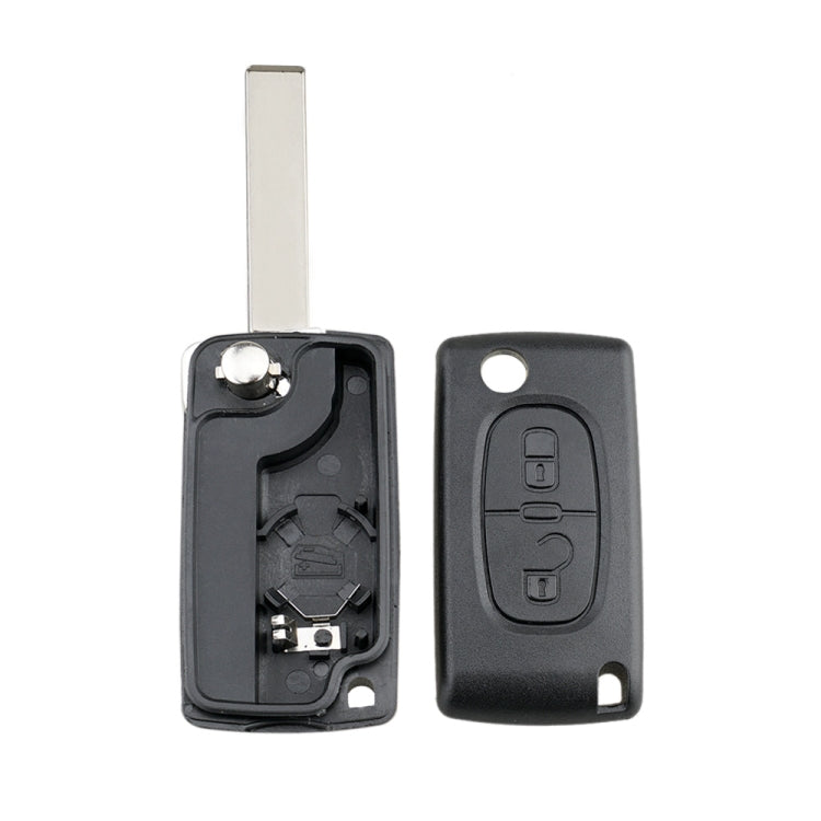 For PEUGEOT Car Keys Replacement 2 Buttons Square Car Key Case with Grooved and Holder, 2 Buttons Square with Grooved