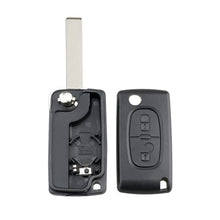 Load image into Gallery viewer, For PEUGEOT Car Keys Replacement 2 Buttons Square Car Key Case with Grooved and Holder, 2 Buttons Square with Grooved