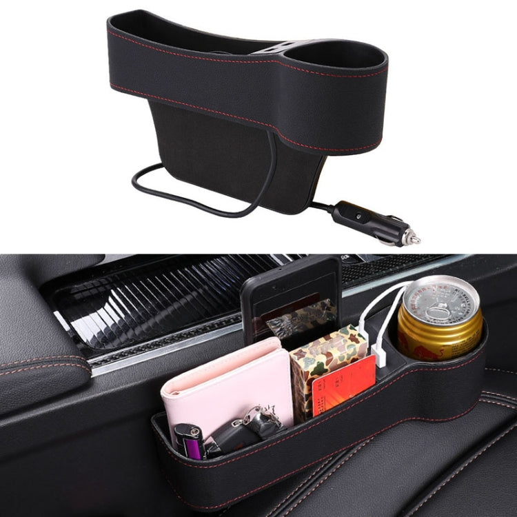 Car Multi-functional Co-pilot Seat Console PU Leather Box Cigarette Lighter Charging Pocket Cup Holder Seat Gap Side Storage Box, Co-pilot Seat