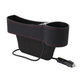 Car Multi-functional Co-pilot Seat Console PU Leather Box Cigarette Lighter Charging Pocket Cup Holder Seat Gap Side Storage Box, Co-pilot Seat