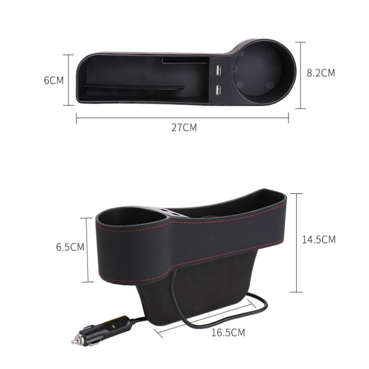 Car Multi-functional Co-pilot Seat Console PU Leather Box Cigarette Lighter Charging Pocket Cup Holder Seat Gap Side Storage Box, Co-pilot Seat