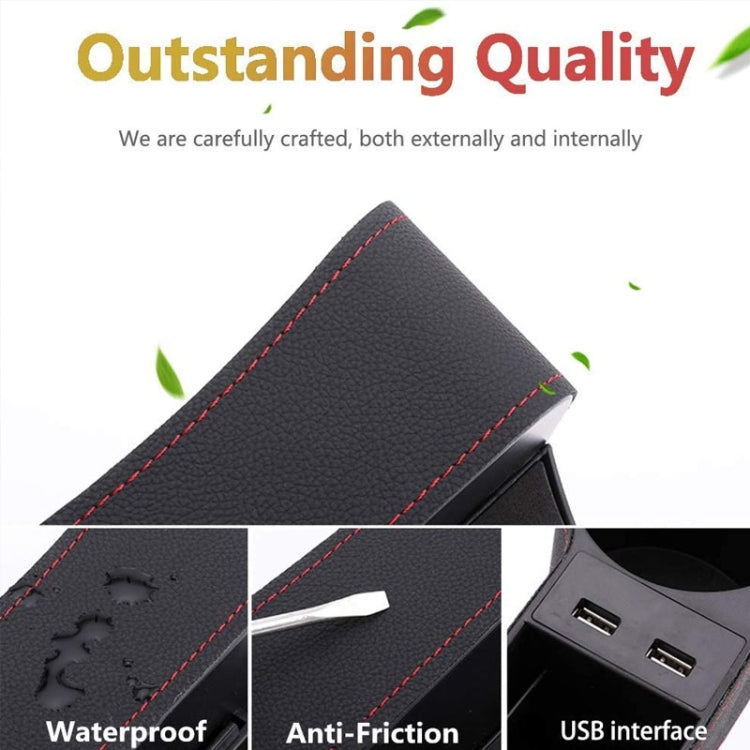 Car Multi-functional Co-pilot Seat Console PU Leather Box Cigarette Lighter Charging Pocket Cup Holder Seat Gap Side Storage Box, Co-pilot Seat