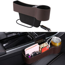 Load image into Gallery viewer, Car Multi-functional Co-pilot Seat Console PU Leather Box Cigarette Lighter Charging Pocket Cup Holder Seat Gap Side Storage Box, Co-pilot Seat