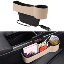 Load image into Gallery viewer, Car Multi-functional Co-pilot Seat Console PU Leather Box Cigarette Lighter Charging Pocket Cup Holder Seat Gap Side Storage Box, Co-pilot Seat
