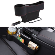 Load image into Gallery viewer, Car Multi-functional Driver Seat Console PU Leather Box Cigarette Lighter Charging Pocket Cup Holder Seat Gap Side Storage Box, Driver Seat