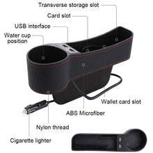 Load image into Gallery viewer, Car Multi-functional Driver Seat Console PU Leather Box Cigarette Lighter Charging Pocket Cup Holder Seat Gap Side Storage Box, Driver Seat