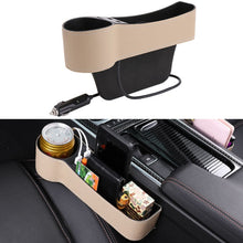 Load image into Gallery viewer, Car Multi-functional Driver Seat Console PU Leather Box Cigarette Lighter Charging Pocket Cup Holder Seat Gap Side Storage Box, Driver Seat