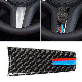 Car Tricolor Carbon Fiber Steering Wheel Decorative Sticker for BMW 5 Series G30/G38 X3 G01/G08, Steering Wheel(Tricolor)