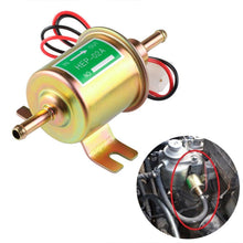 Load image into Gallery viewer, HEP-02A Universal Car 12V Fuel Pump Inline Low Pressure Electric Fuel Pump, 12V (Gold), 12V (Silver)
