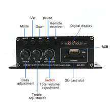 Load image into Gallery viewer, AK370 12V Household / Car Bluetooth HIFI Amplifier Audio with Remote Control , AK370