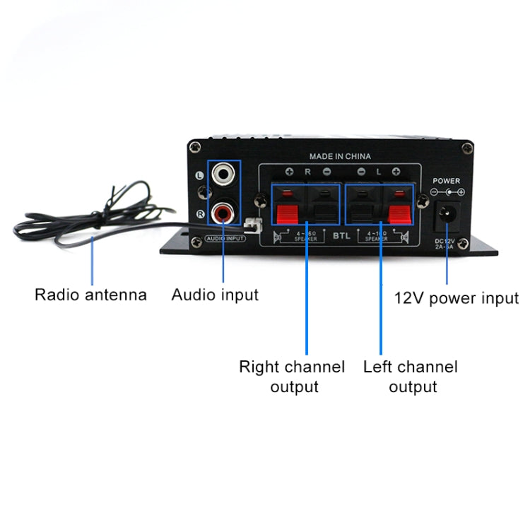 AK370 12V Household / Car Bluetooth HIFI Amplifier Audio with Remote Control , AK370
