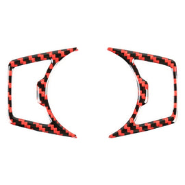 2 in 1 Car Carbon Fiber Headlight Switch Button Frame Decorative Sticker for Ford Mustang 2015-2020, Headlight Switch Button
